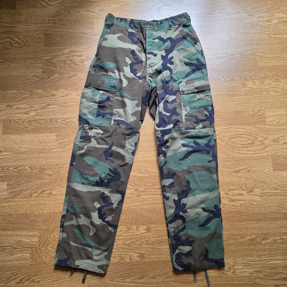 Woodland Camouflage Combat Trousers Button Fly Size Small Regular 27-31" Waist